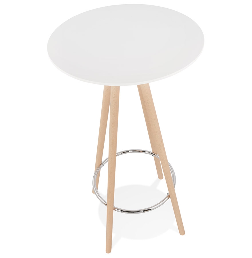 Kokoon Design Round High Table / High Table 'GALA' In White Wood And Natural Finish Legs