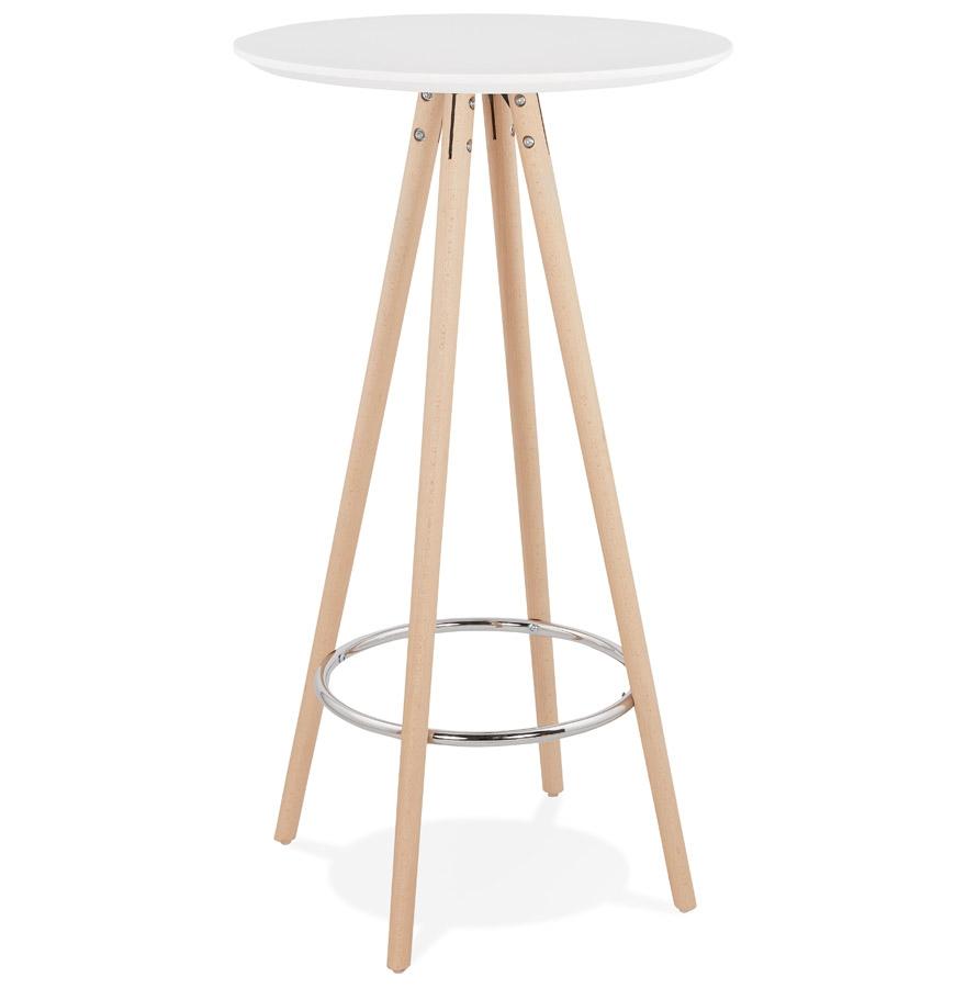 kokoon design Round high table / high table 'GALA' in white wood and natural finish legs