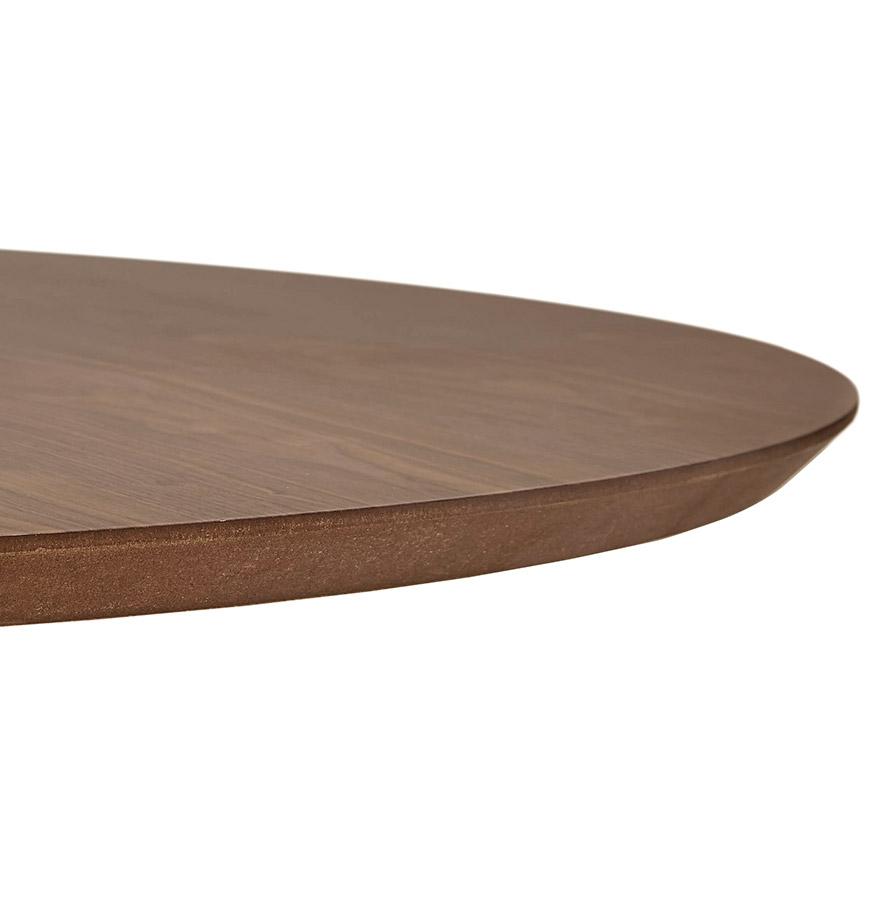 Kokoon Design Round Living Room Coffee Table 'BUSTER MINI' In Walnut Finish Wood And Black Metal Leg - Ø 90 Cm