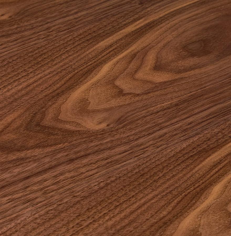 Kokoon Design Round Living Room Coffee Table 'BUSTER MINI' In Walnut Finish Wood And Black Metal Leg - Ø 90 Cm