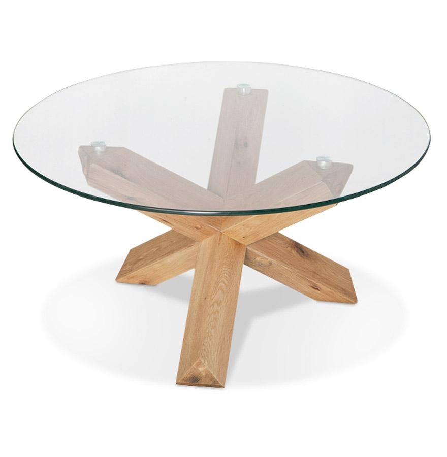 kokoon design Round 'MAGIK' living room coffee table in glass and solid wood