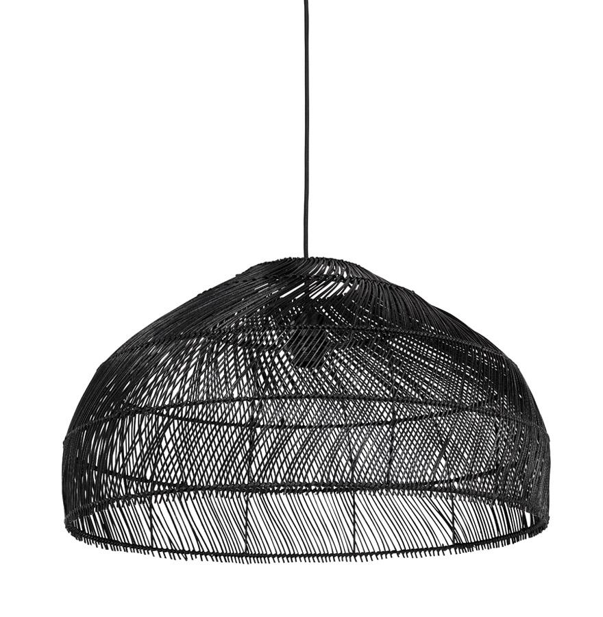 kokoon design Round pendant light 'CANUL' in black woven rattan