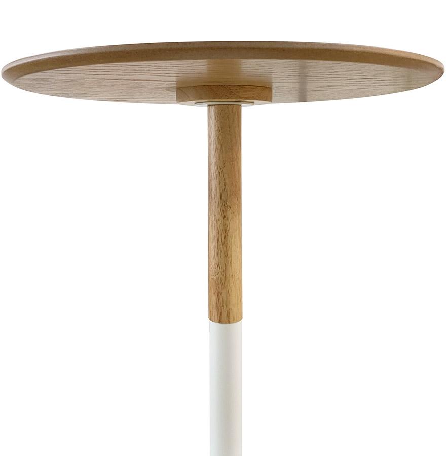 Kokoon Design Round Side Table 'DILA H45' In Natural Finish Wood And White Metal