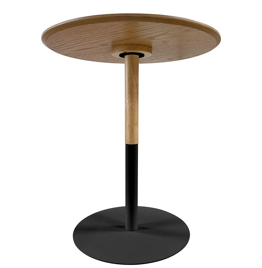 Kokoon Design Round Side Table 'DILA H45' In Natural Finish Wood And Black Metal
