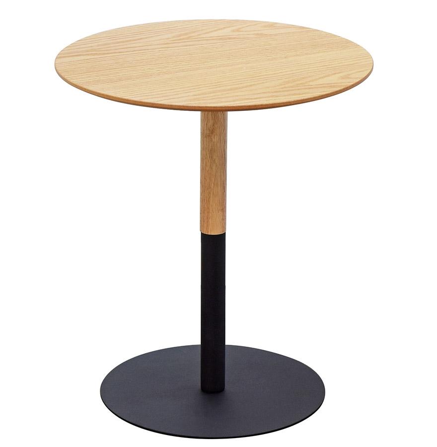kokoon design Round side table 'DILA H45' in natural finish wood and black metal