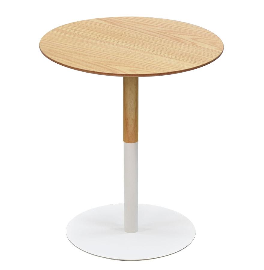 kokoon design Round side table 'DILA H45' in natural finish wood and white metal
