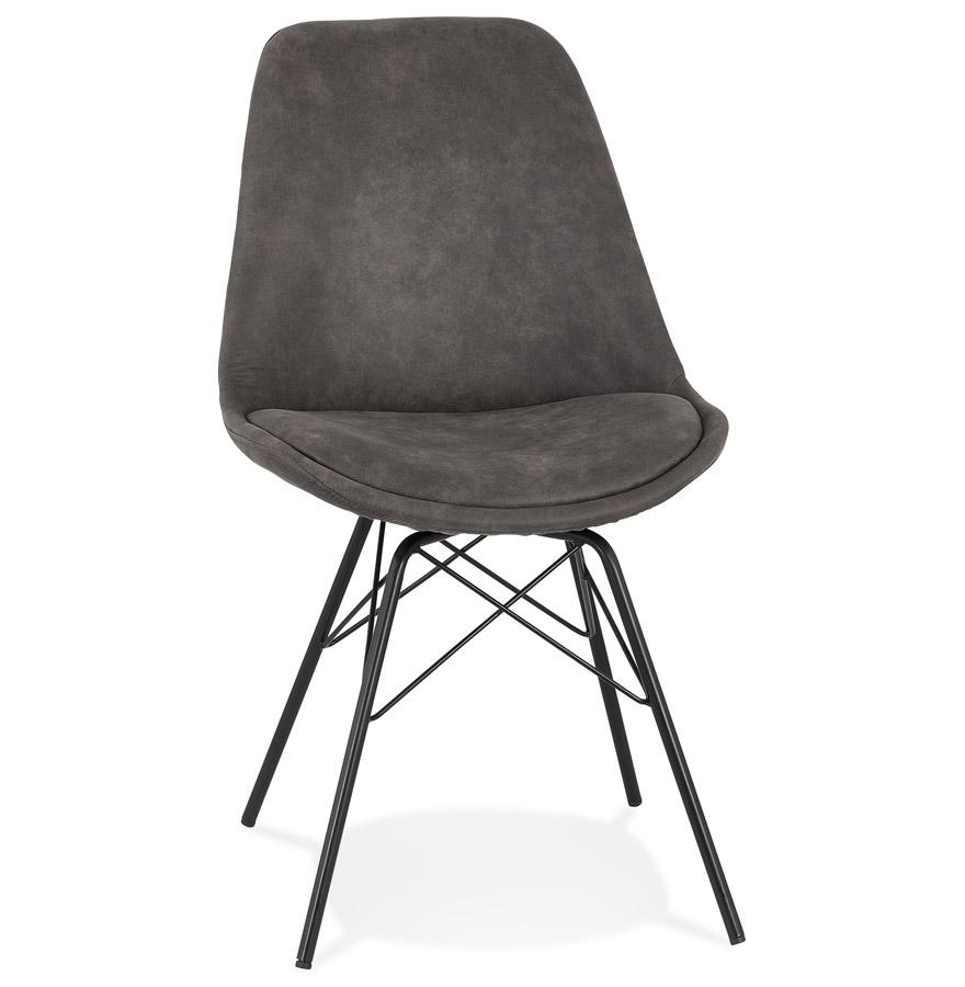kokoon design ROYAL' design chair in gray microfiber and black metal legs