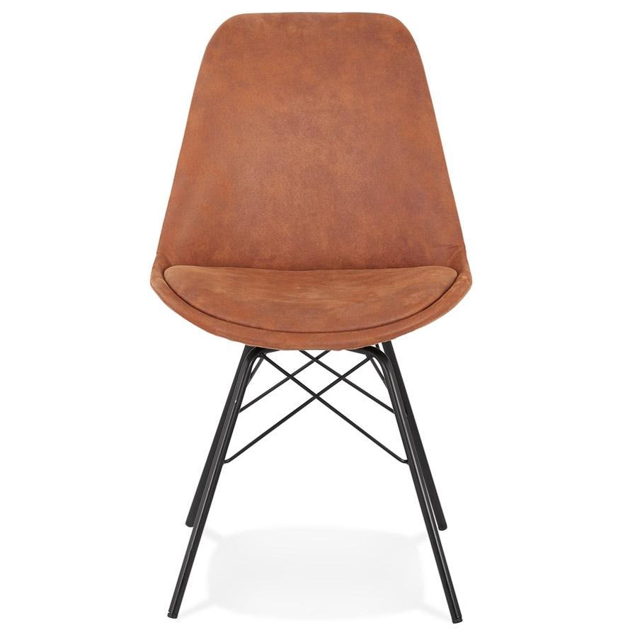 Kokoon Design ROYAL' Designer Chair In Brown Microfiber And Black Metal Legs