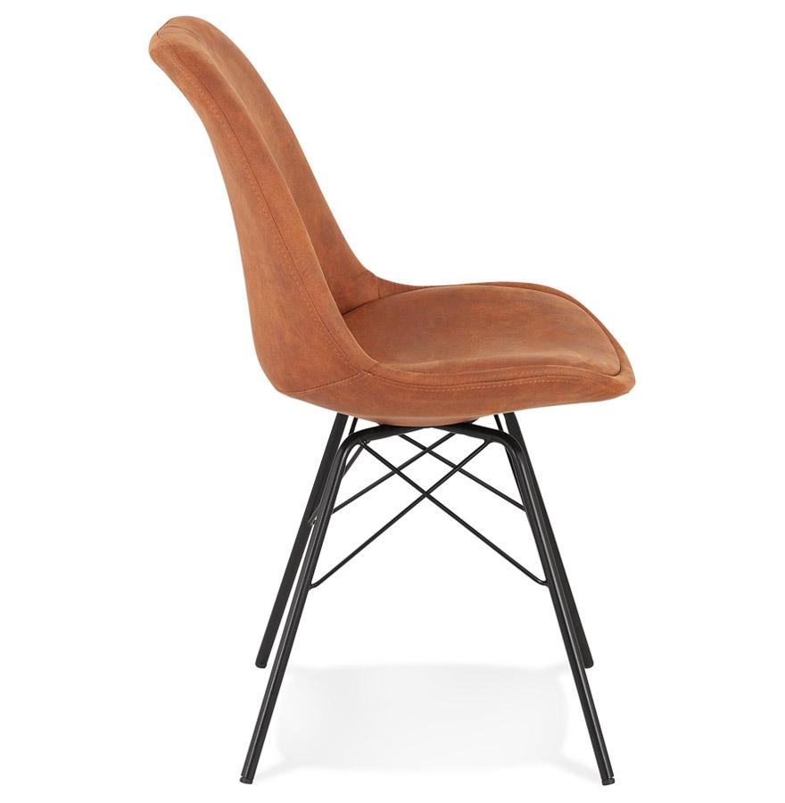 Kokoon Design ROYAL' Designer Chair In Brown Microfiber And Black Metal Legs