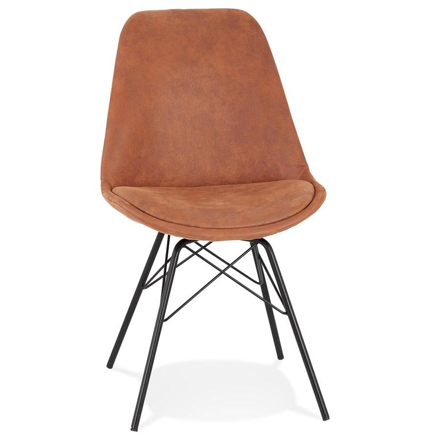 kokoon design ROYAL' designer chair in brown microfiber and black metal legs