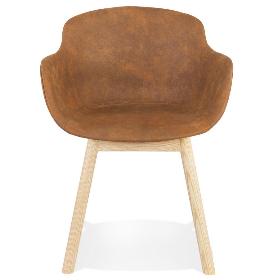 Kokoon Design RUPERT' Chair With Armrests In Brown Microfiber And Natural Wood Legs