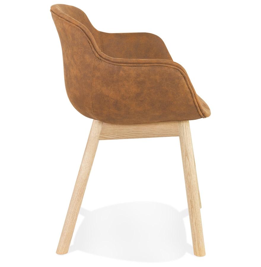 Kokoon Design RUPERT' Chair With Armrests In Brown Microfiber And Natural Wood Legs