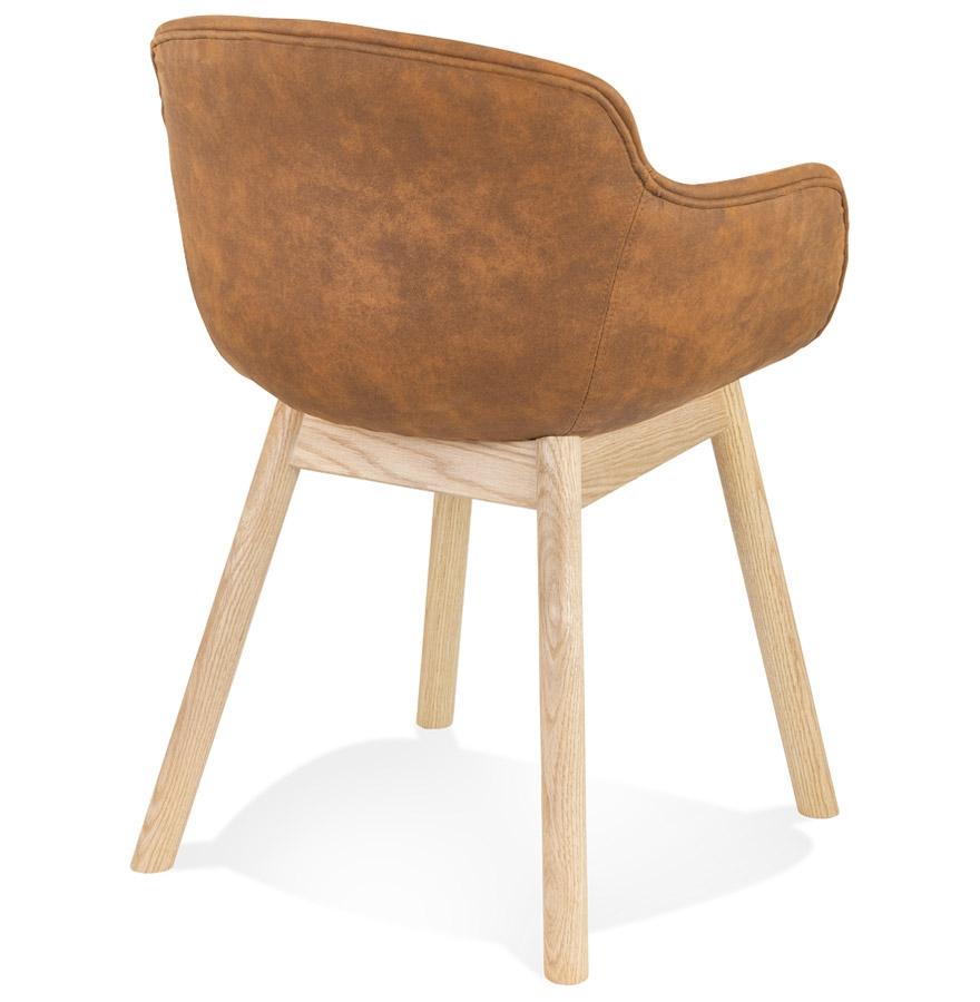 Kokoon Design RUPERT' Chair With Armrests In Brown Microfiber And Natural Wood Legs