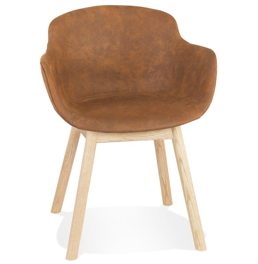 kokoon design RUPERT' chair with armrests in brown microfiber and natural wood legs
