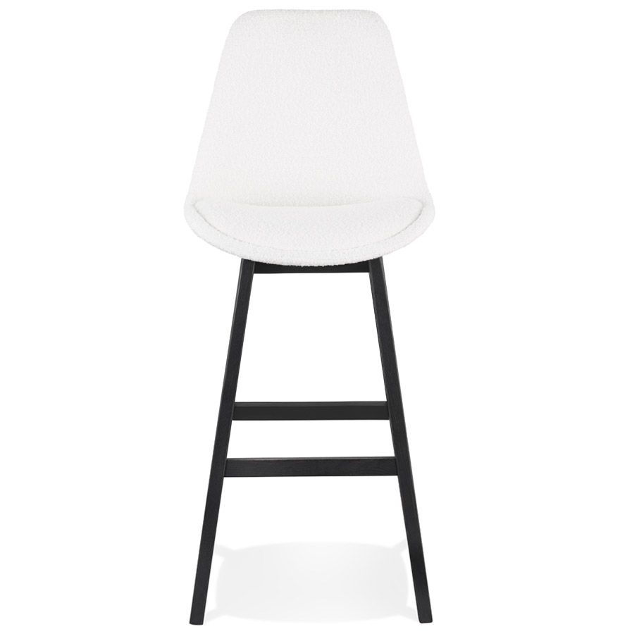 Kokoon Design SANDRA' Bar Stool In White Pilled Fabric And Black Wooden Leg