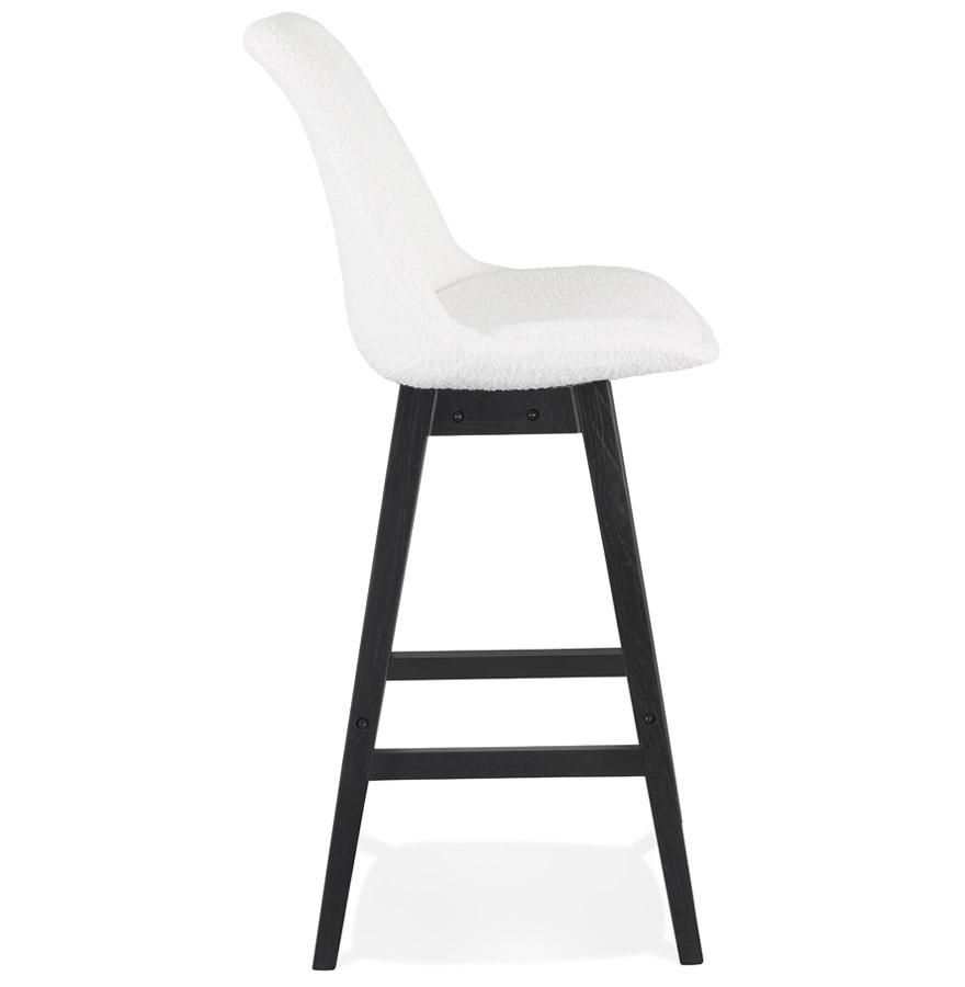 Kokoon Design SANDRA' Bar Stool In White Pilled Fabric And Black Wooden Leg