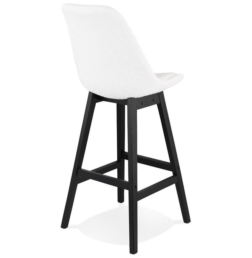 Kokoon Design SANDRA' Bar Stool In White Pilled Fabric And Black Wooden Leg