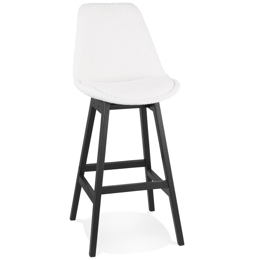 kokoon design SANDRA' bar stool in white pilled fabric and black wooden leg