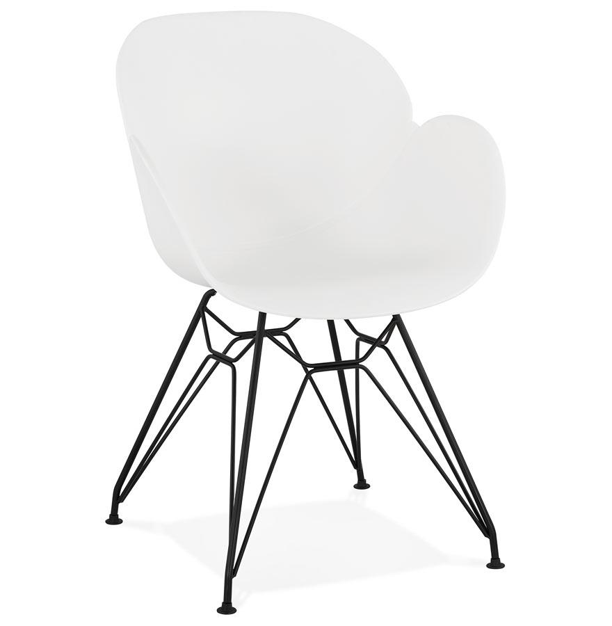 kokoon design SATELIT' white industrial style designer chair with black metal legs