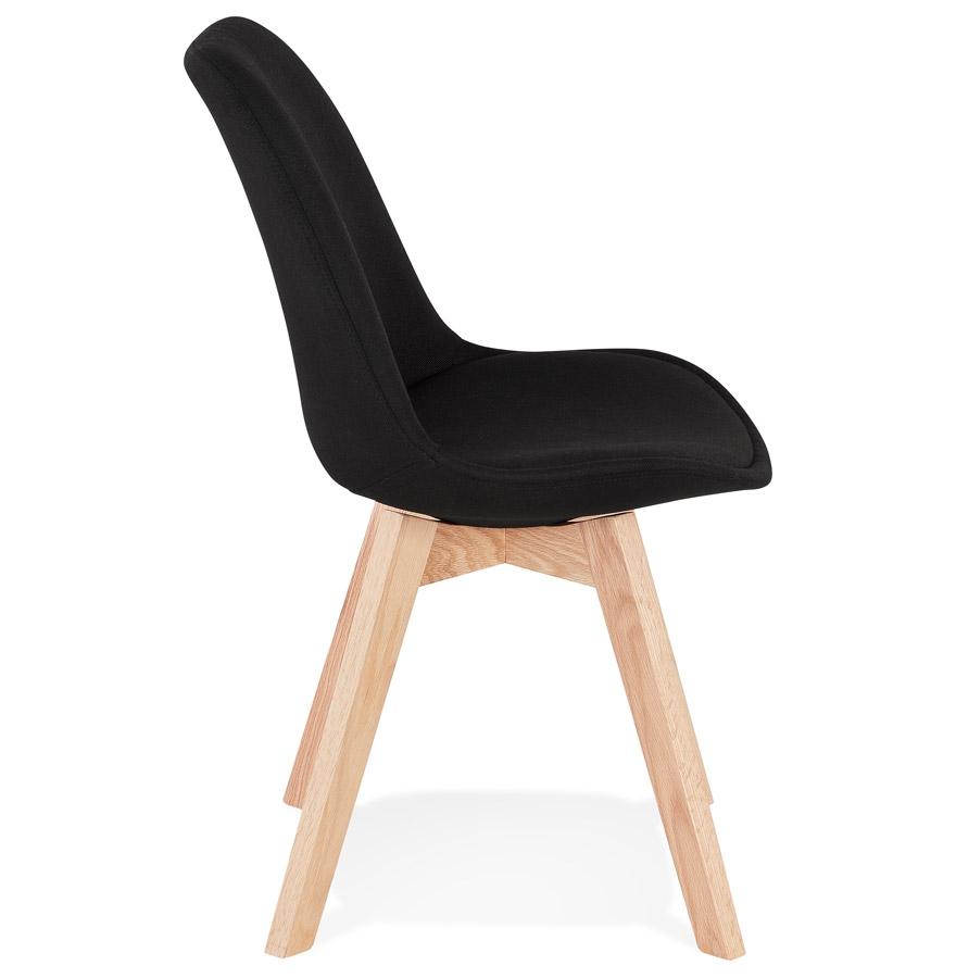 Kokoon Design Scandinavian Chair 'WILLY' In Black Fabric With Natural Finish Wooden Legs