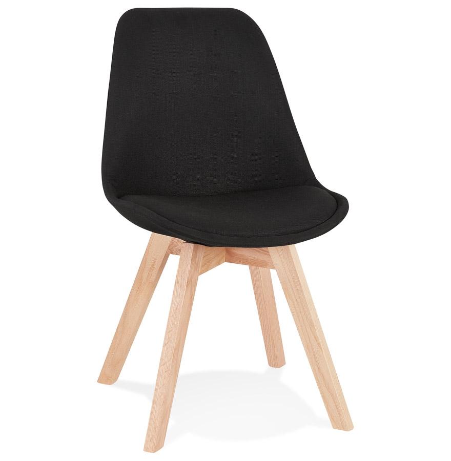 kokoon design Scandinavian chair 'WILLY' in black fabric with natural finish wooden legs