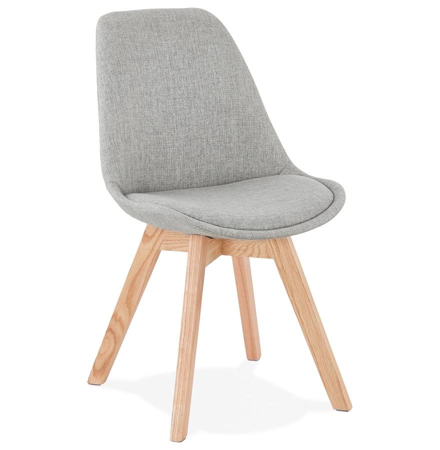 kokoon design Scandinavian chair 'WILLY' in gray fabric with natural finish wooden legs
