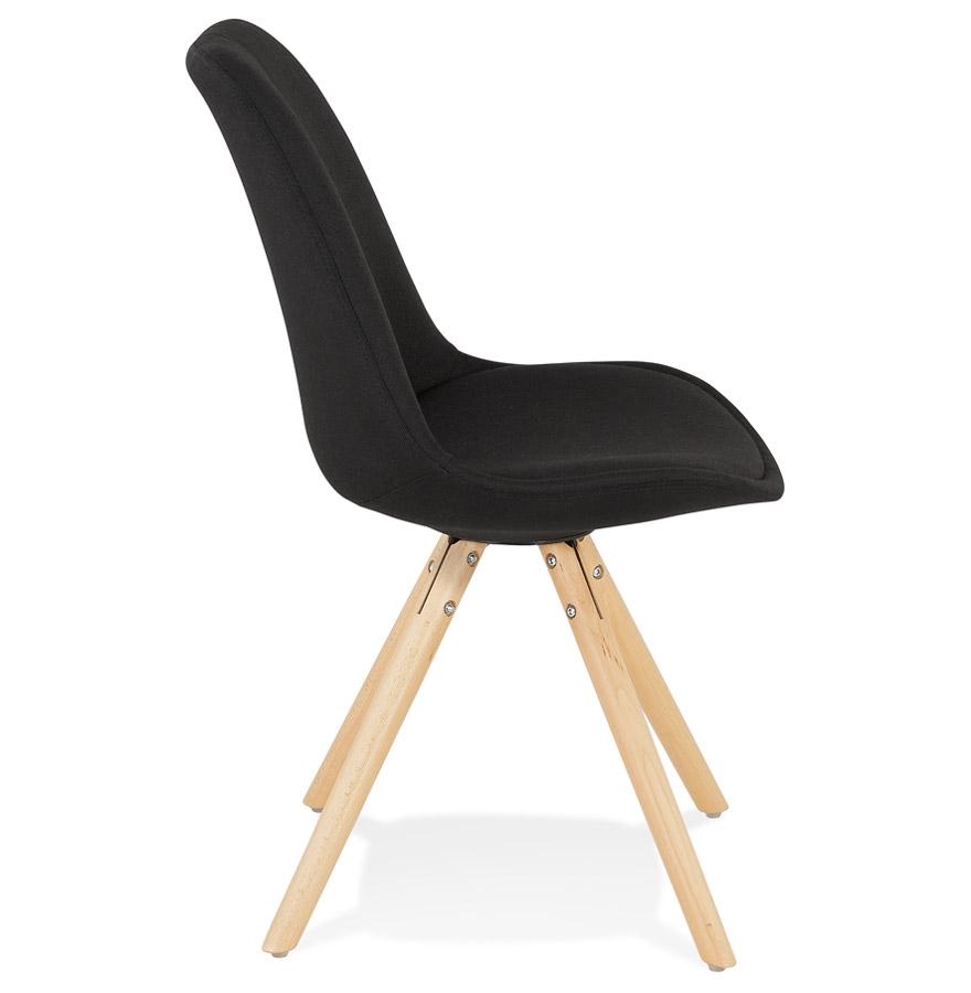 Kokoon Design Scandinavian 'HIPHOP' Chair In Black Fabric With Natural Finish Wooden Legs