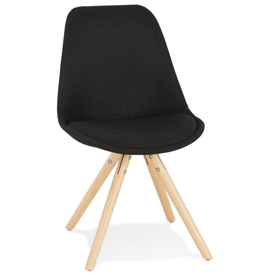 kokoon design Scandinavian 'HIPHOP' chair in black fabric with natural finish wooden legs
