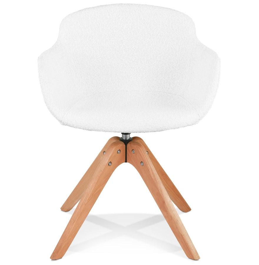 Kokoon Design Scandinavian Style Armrest Chair 'DESMA' In White Boucle Fabric And Natural Wood