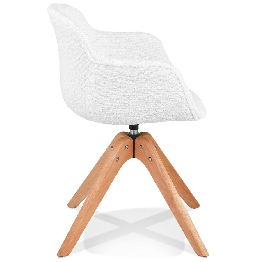 Kokoon Design Scandinavian Style Armrest Chair 'DESMA' In White Boucle Fabric And Natural Wood