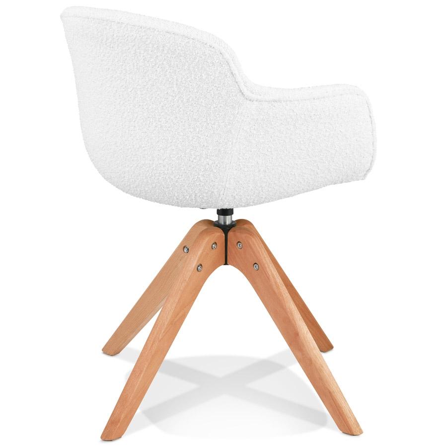 Kokoon Design Scandinavian Style Armrest Chair 'DESMA' In White Boucle Fabric And Natural Wood