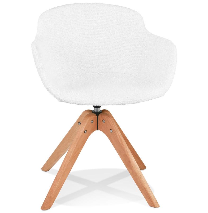 kokoon design Scandinavian style armrest chair 'DESMA' in white Boucle fabric and natural wood