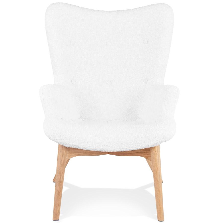 Kokoon Design Scandinavian Style Wing Chair 'TRAPEUR' In White Boucle Fabric