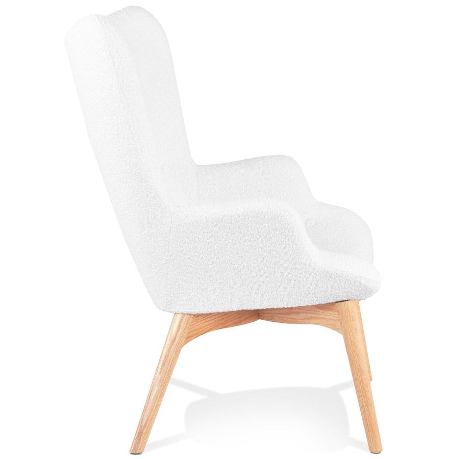 Kokoon Design Scandinavian Style Wing Chair 'TRAPEUR' In White Boucle Fabric