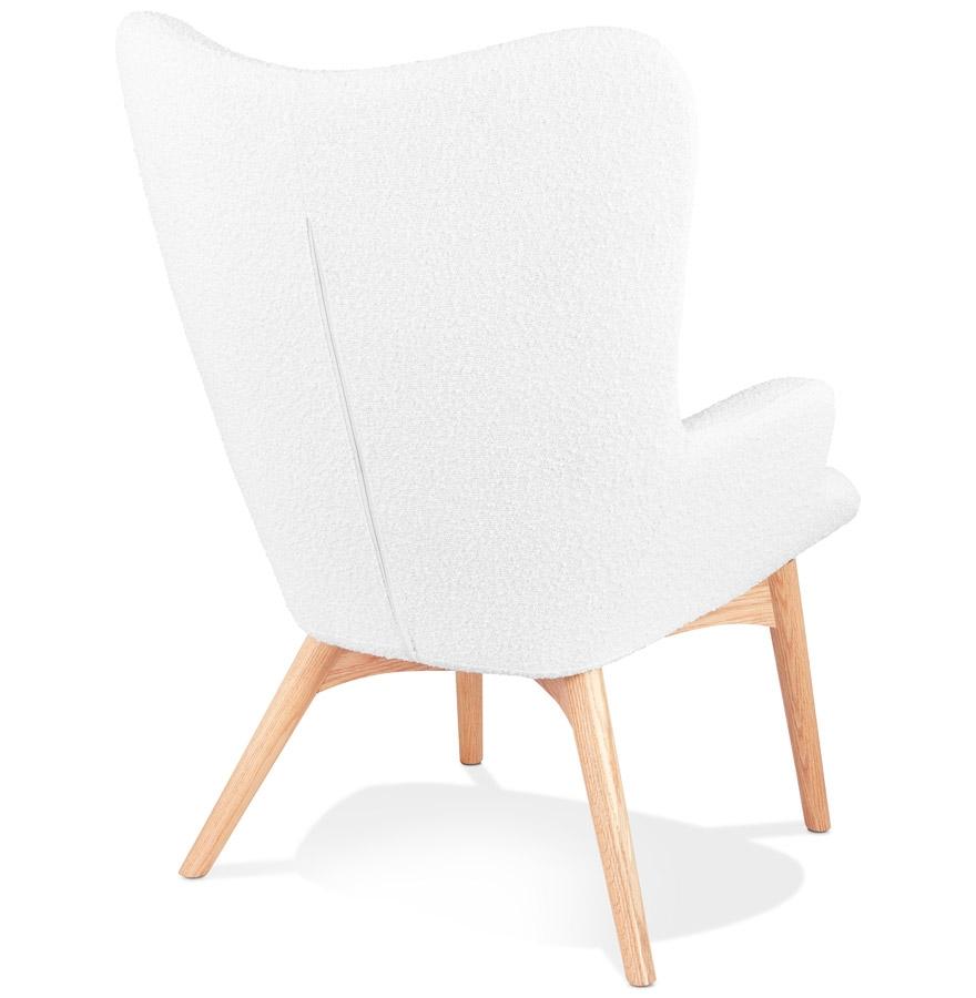 Kokoon Design Scandinavian Style Wing Chair 'TRAPEUR' In White Boucle Fabric