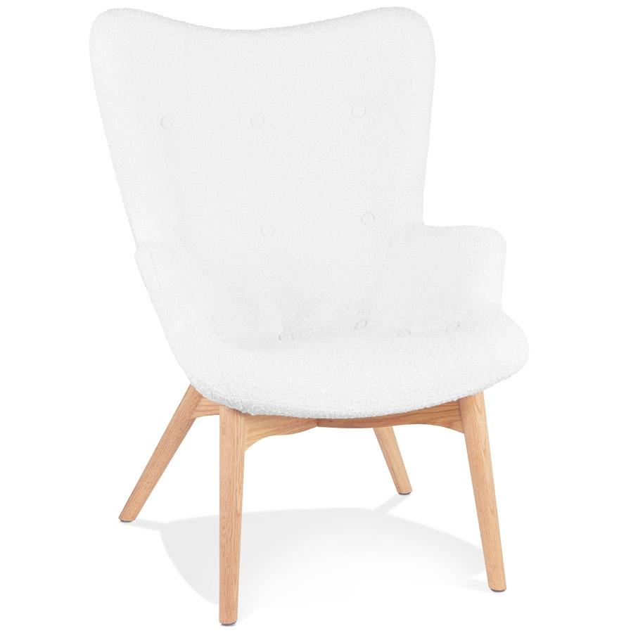 kokoon design Scandinavian style wing chair 'TRAPEUR' in white Boucle fabric