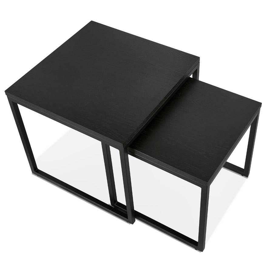 Kokoon Design Set Of 2 Nesting Industrial Style 'MOMA' Nesting Tables In Wood And Black Metal