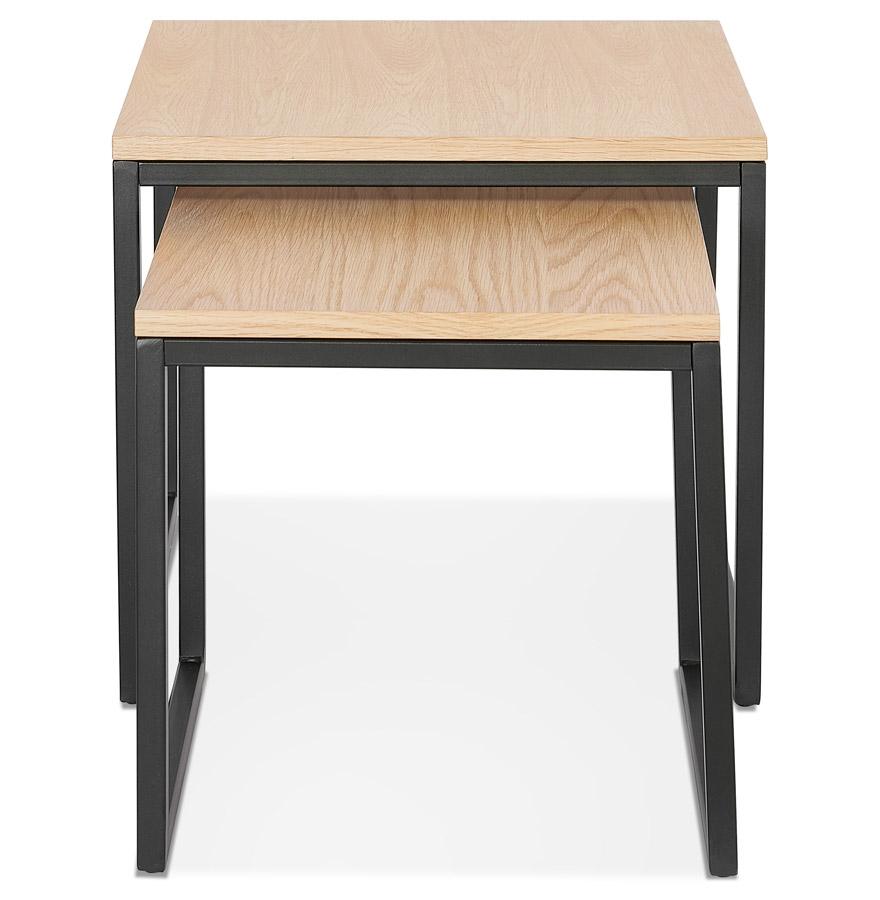 Kokoon Design Set Of 2 Nesting Industrial Style 'MOMA' Nesting Tables In Natural Finish Wood And Black Metal