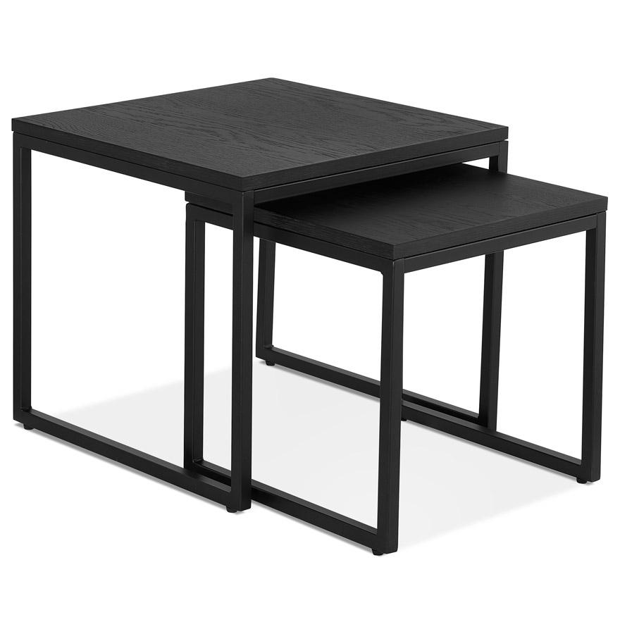 kokoon design Set of 2 nesting industrial style 'MOMA' nesting tables in wood and black metal