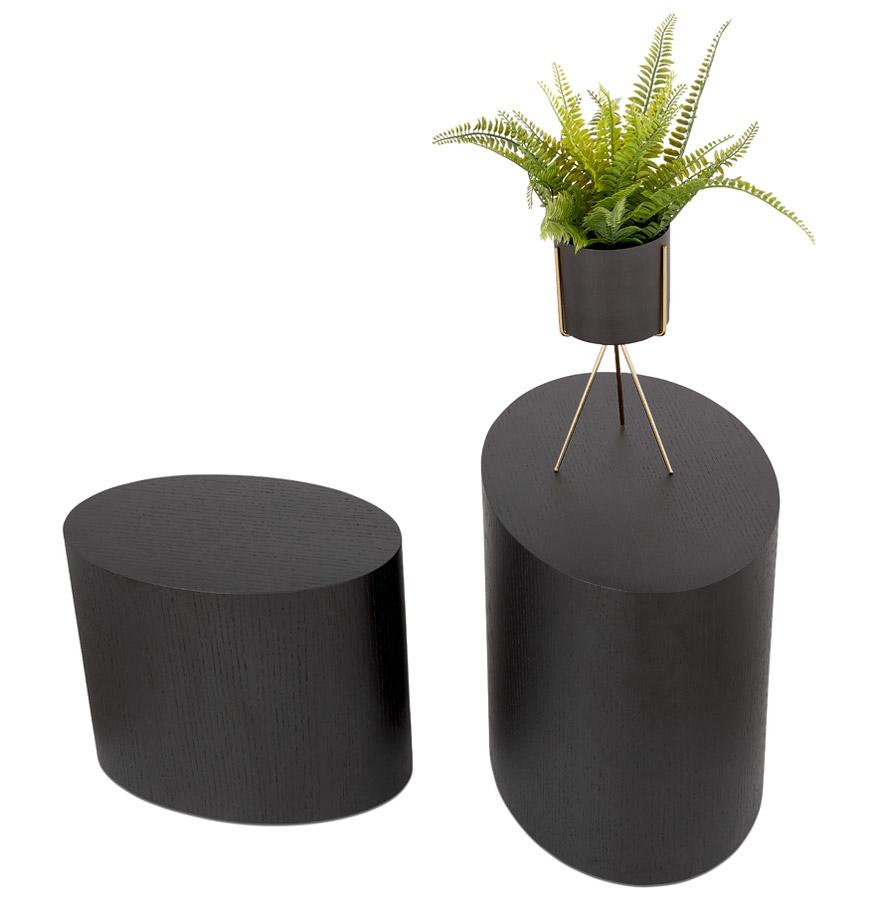 Kokoon Design Set Of 2 'SOKLE' Side Tables In Black Wood
