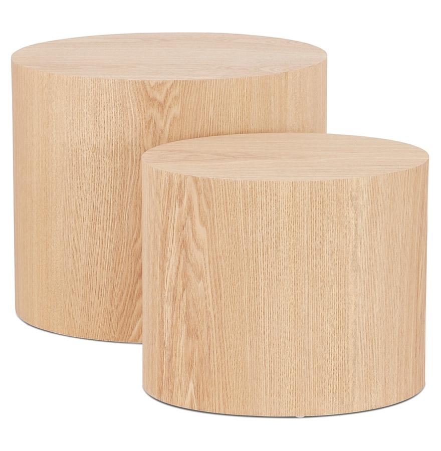 Kokoon Design Set Of 2 'SOKLE' Side Tables In Natural Finish Wood