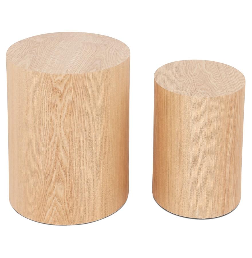 Kokoon Design Set Of 2 'SOKLE' Side Tables In Natural Finish Wood