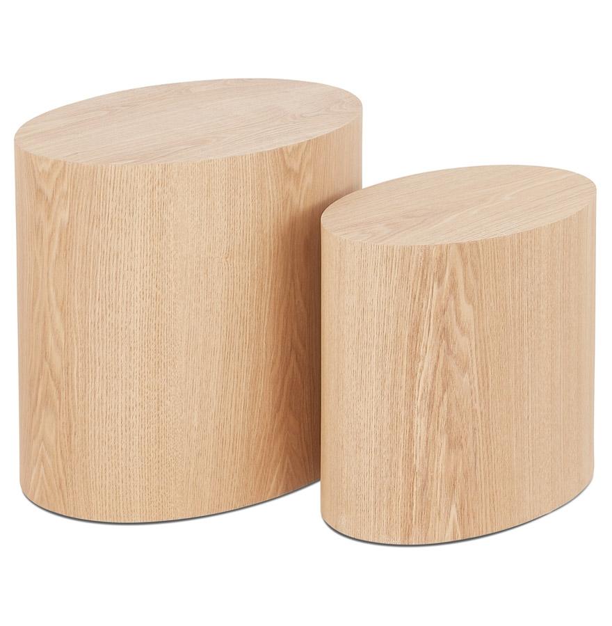 kokoon design Set of 2 'SOKLE' side tables in natural finish wood