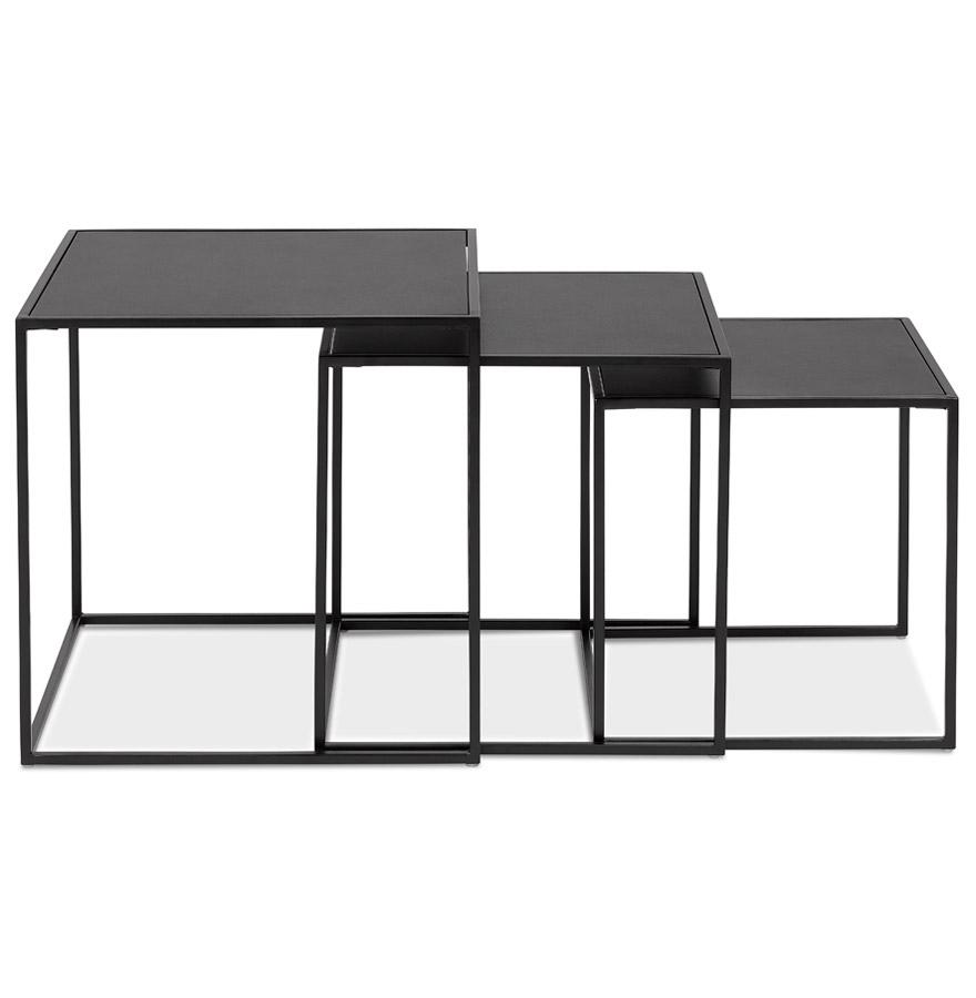 Kokoon Design Set Of 3 'BAGGY' Nesting Tables In Wood And Black Metal
