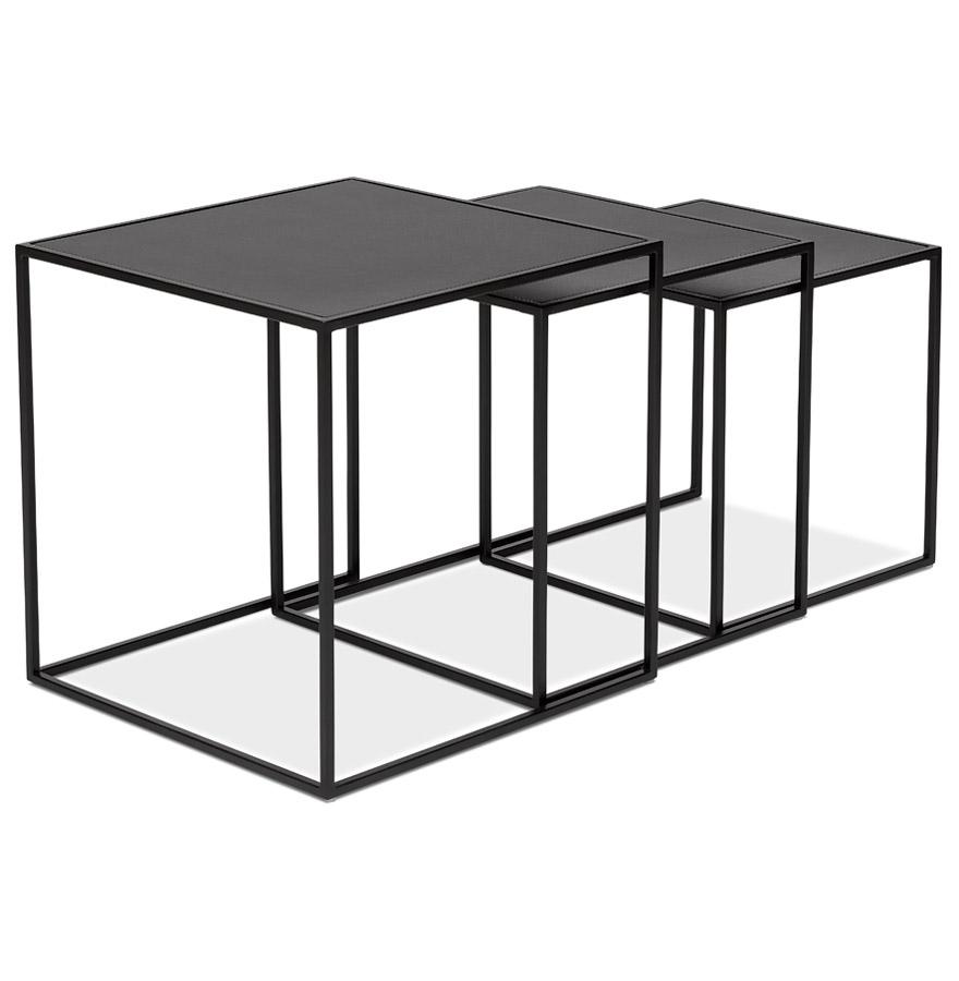 Kokoon Design Set Of 3 'BAGGY' Nesting Tables In Wood And Black Metal