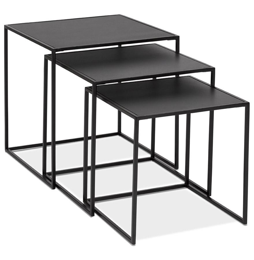 kokoon design Set of 3 'BAGGY' nesting tables in wood and black metal