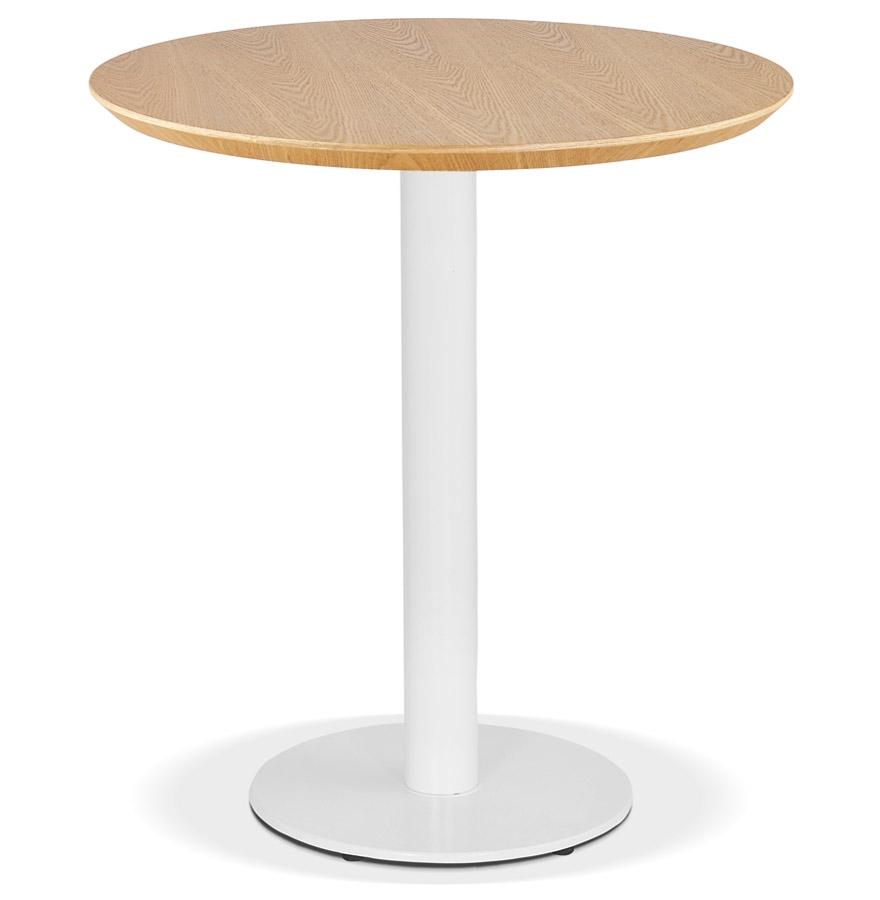 kokoon design Small round 'BASTILLE' dining table in natural finish wood and white cast iron - Ø 60 cm