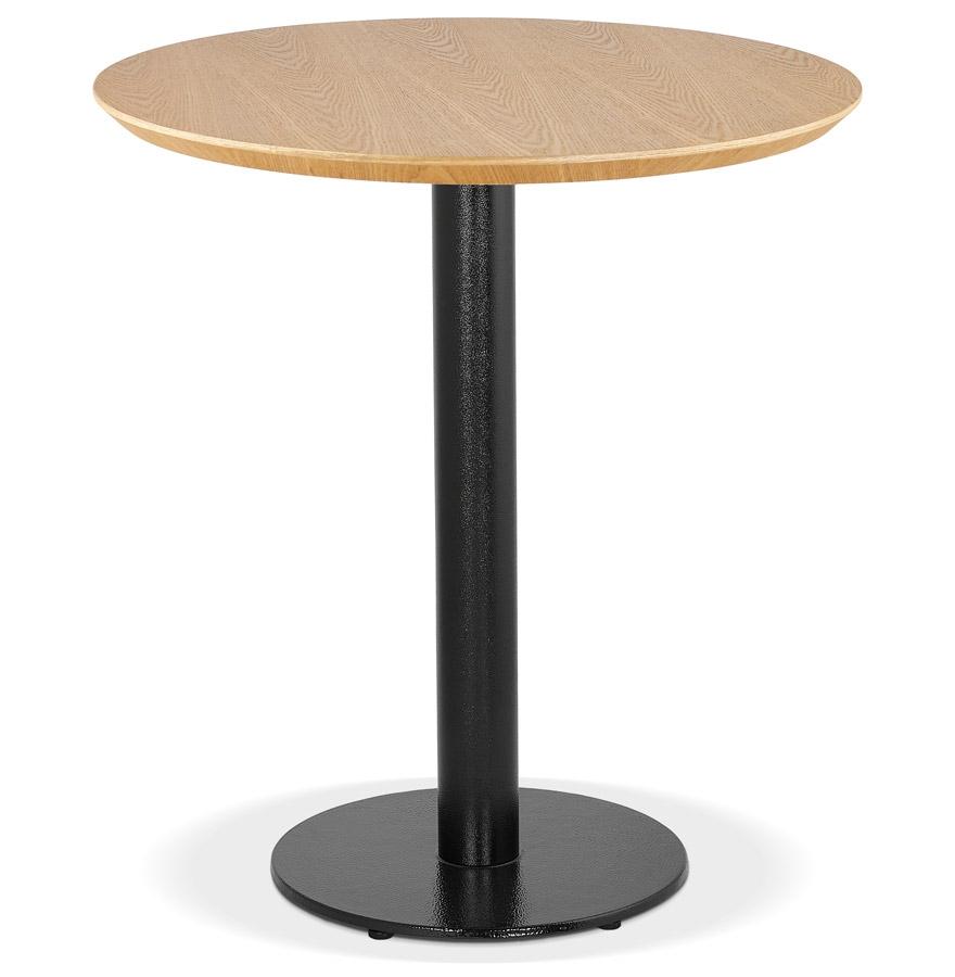 kokoon design Small round 'BASTILLE' dining table in natural finish wood and black cast iron - Ø 60 cm