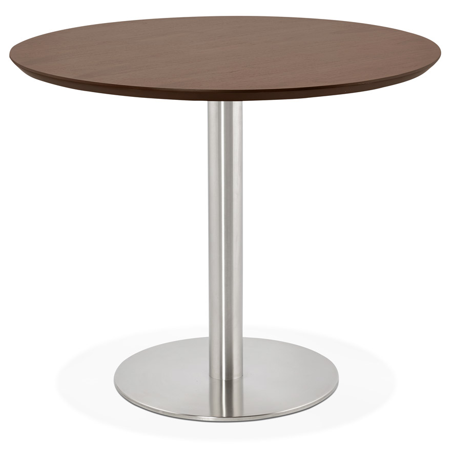kokoon design Small round office / dining table 'INDIANA' in Walnut finish wood - Ø 90 cm