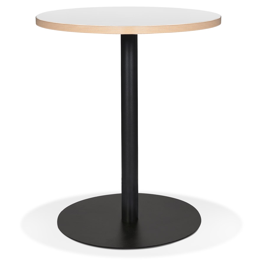 kokoon design Small round white 'YOGI' bistro table with a black metal leg - Ø 60 cm